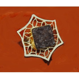  Brown Gold Druzy Ring 